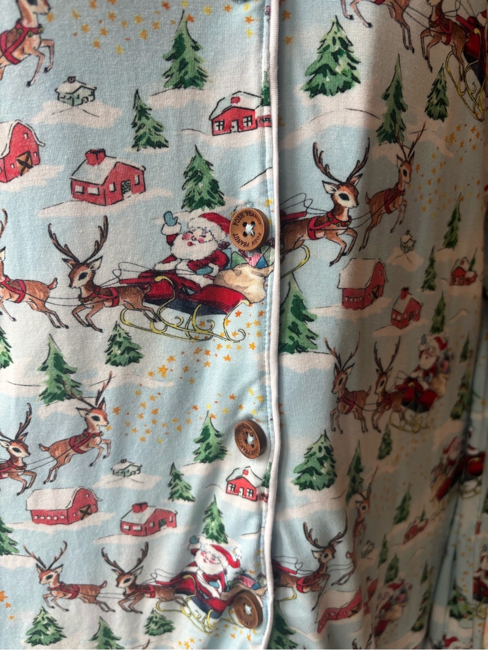 Posh Peanut Light Blue Santa & Tree Holiday Pajama Set - Picture 4 of 6